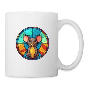 Mouse Stained Glass Colorful Cartoon Kawaii Animal - Mug - white - Right