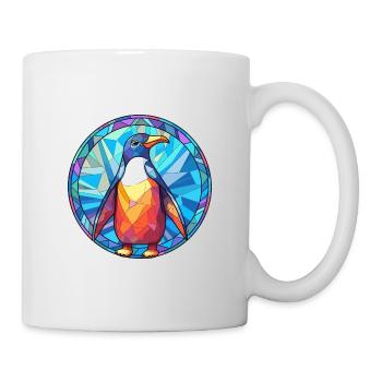Pingouin vitrail coloré dessin animé Kawaii Anim - Mug blanc - blanc - Droite