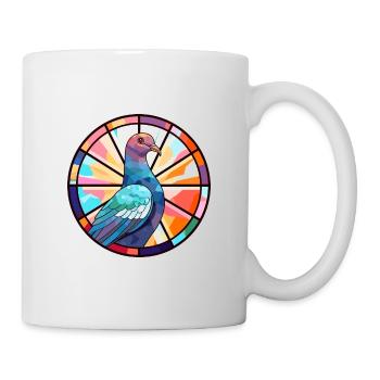 Taube Buntglas Bunte Karikatur Kawaii Anima - Tasse - Weiß - Rechts