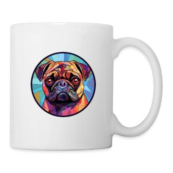 Carlin chien vitrail coloré dessin animé Kawaii Anim - Mug blanc - blanc - Droite