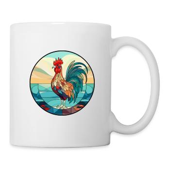 Coq vitrail coloré dessin animé Kawaii Anim - Mug blanc - blanc - Droite