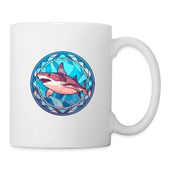 Requin vitrail coloré dessin animé Kawaii Animal - Mug blanc - blanc - Droite