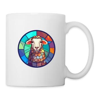Schaf Buntes Glas Bunte Karikatur Kawaii Tier - Tasse - Weiß - Rechts