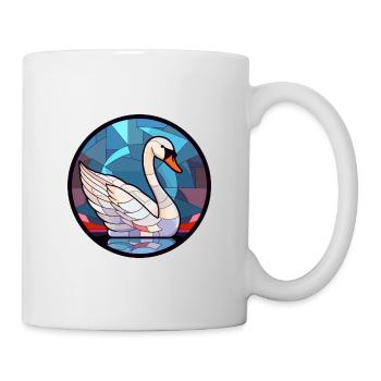 Cygne vitrail coloré dessin animé Kawaii Animal - Mug blanc - blanc - Droite