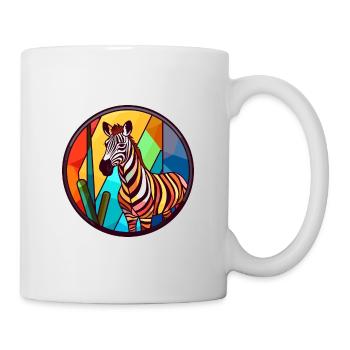 Zebra Buntglas Bunte Karikatur Kawaii Tier - Tasse - Weiß - Rechts