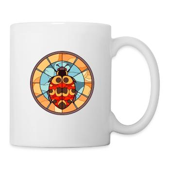 Coccinelle vitrail coloré dessin animé Kawaii Anim - Mug blanc - blanc - Droite