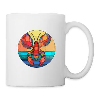 Lobster Stained Glass Colorful Cartoon Kawaii Anim - Mug - white - Right