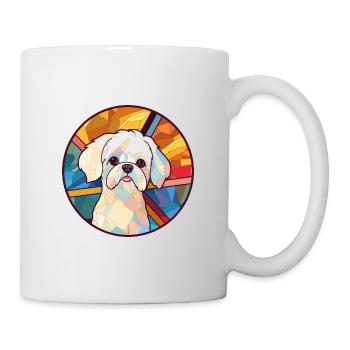 Malteser Hund Buntes Glas Bunte Karikatur Kawaii - Tasse - Weiß - Rechts