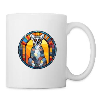 Lemur Stained Glass Colorful Cartoon Kawaii Animal - Mug - white - Right