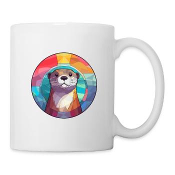 Otter Buntglas Bunte Karikatur Kawaii Tier - Tasse - Weiß - Rechts