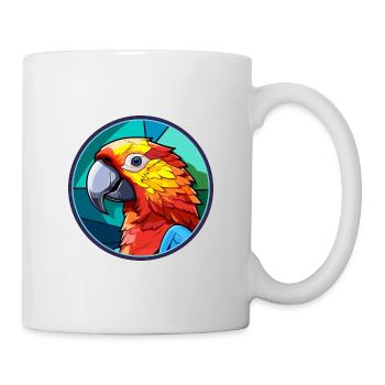 Papagei Buntglas Bunte Karikatur Kawaii Anima - Tasse - Weiß - Rechts