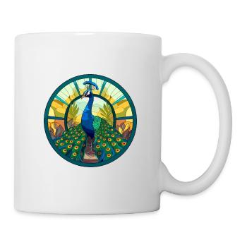Paon vitrail coloré dessin animé Kawaii Anim - Mug blanc - blanc - Droite