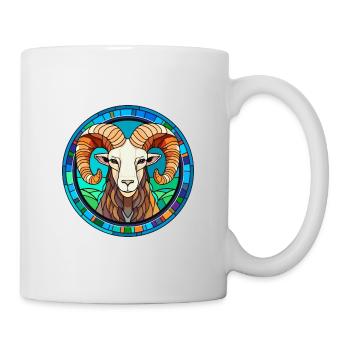 Widder-Buntglas-Cartoon-Kawaii-Tier - Tasse - Weiß - Rechts