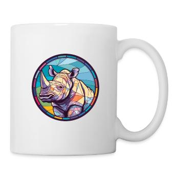 Rhino Stained Glass Colorful Cartoon Kawaii Animal - Mug - white - Right