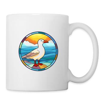 Seagull Stained Glass Colorful Cartoon Kawaii Anim - Mug - white - Right