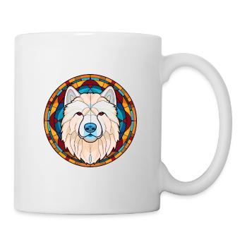 Samojeder Hund Buntes Glas Bunte Karikatur Kawaii - Tasse - Weiß - Rechts