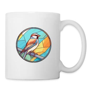 Sparrow Stained Glass Colorful Cartoon Kawaii Anim - Mug - white - Right