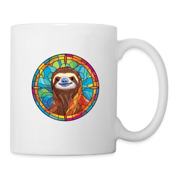 Faultier Buntes Buntes Cartoon-Kawaii-Tier - Tasse - Weiß - Rechts
