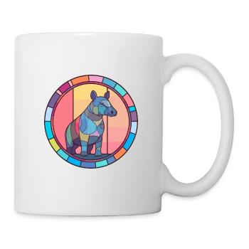 Tapir Stained Glass Colorful Cartoon Kawaii Animal - Mug - white - Right