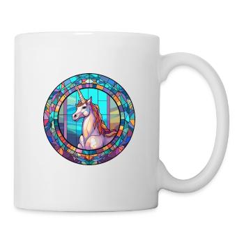 Licorne vitrail coloré dessin animé Kawaii Anim - Mug blanc - blanc - Droite
