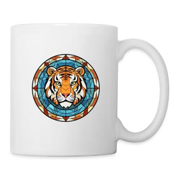 Tiger Buntes Buntes Karikatur-Kawaii-Tier - Tasse - Weiß - Rechts