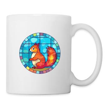Squirrel Stained Glass Colorful Cartoon Kawaii Ani - Mug - white - Right