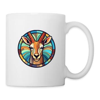 Antelope Stained Glass Colorful Cartoon Kawaii Ani - Mug - white - Right