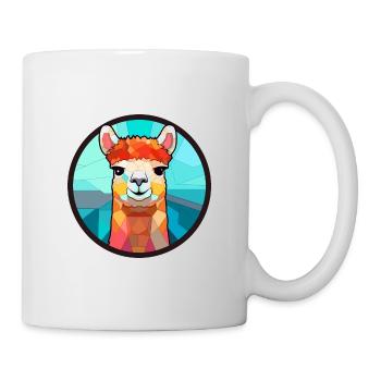 Alpaga vitrail coloré dessin animé Kawaii Anima - Mug blanc - blanc - Droite