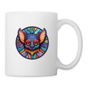 Fledermaus-Buntglas-Cartoon-Kawaii-Tier - Tasse - Weiß - Rechts