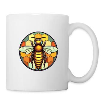 Bee Stained Glass Colorful Cartoon Kawaii Animal - Mug - white - Right
