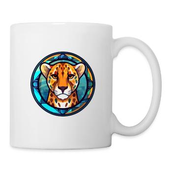 Guépard vitrail coloré dessin animé Kawaii Anim - Mug blanc - blanc - Droite
