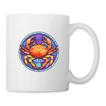 Krabben-Buntglas-Cartoon-Kawaii-Tier - Tasse - Weiß - Rechts