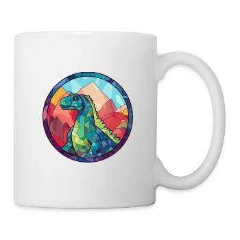 Dinodaur Stained Glass Colorful Cartoon Kawaii Ani - Mug - white - Right