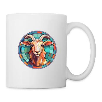 Chèvre vitrail coloré dessin animé Kawaii Animal - Mug blanc - blanc - Droite