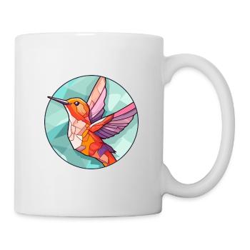Colibri vitrail coloré dessin animé Kawaii - Mug blanc - blanc - Droite