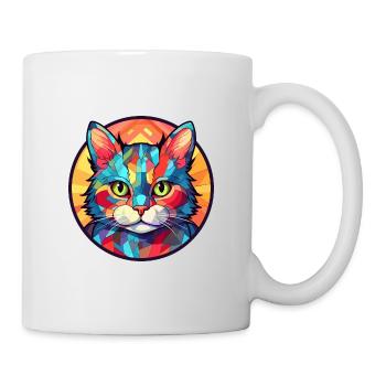 Chaton vitrail coloré dessin animé Kawaii Anima - Mug blanc - blanc - Droite