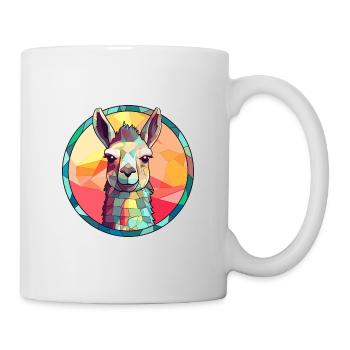 Llama Stained Glass Colorful Cartoon Kawaii Animal - Mug - white - Right