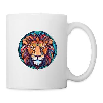 Lion vitrail coloré dessin animé Kawaii Animal - Mug blanc - blanc - Droite