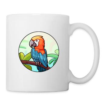 Papagei Buntglas Bunte Karikatur Kawaii Anima - Tasse - Weiß - Rechts