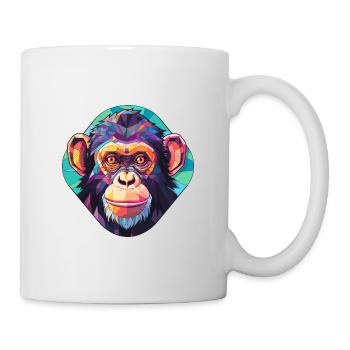 Chimpanzé vitrail coloré dessin animé Kawaii A - Mug blanc - blanc - Droite