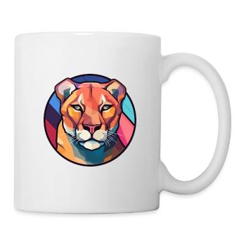 Cougar Stained Glass Colorful Cartoon Kawaii Anima - Mug - white - Right