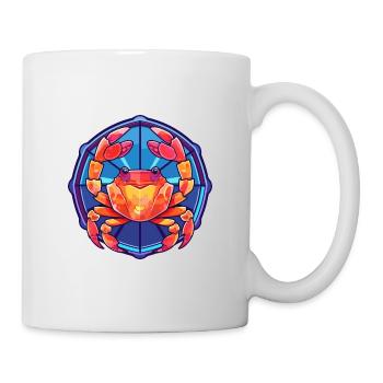 Krabben-Buntglas-Cartoon-Kawaii-Tier - Tasse - Weiß - Rechts