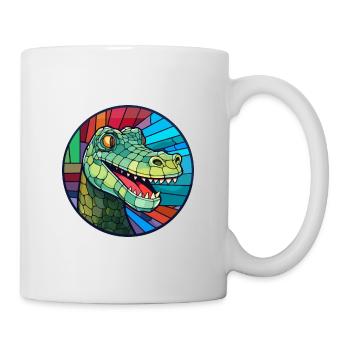 Crocodile vitrail coloré dessin animé Kawaii An - Mug blanc - blanc - Droite