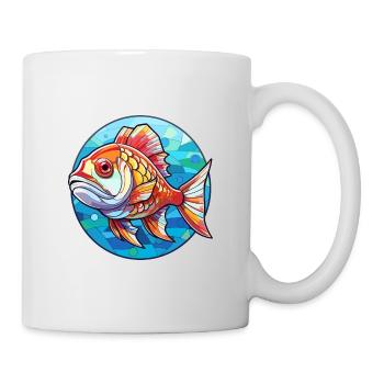 Poisson vitrail coloré dessin animé kawaii animal - Mug blanc - blanc - Droite