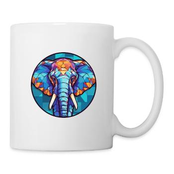 Elephant Stained Glass Colorful Cartoon Kawaii Ani - Mug - white - Right