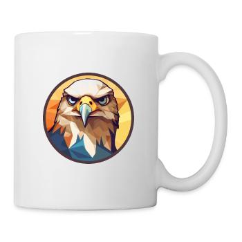 Hawk Stained Glass Colorful Cartoon Kawaii Animal - Mug - white - Right