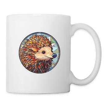Hedgehog Stained Glass Colorful Cartoon Kawaii Ani - Mug - white - Right