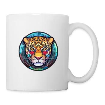Jaguar vitrail coloré dessin animé Kawaii Anima - Mug blanc - blanc - Droite