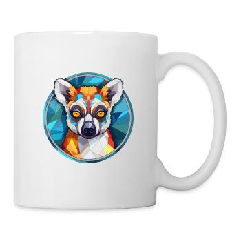 Lemur Stained Glass Colorful Cartoon Kawaii Animal - Mug - white - Right