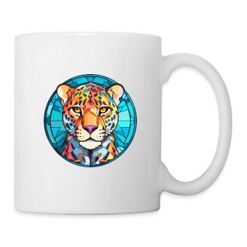 Léopard vitrail coloré dessin animé Kawaii Anim - Mug blanc - blanc - Droite